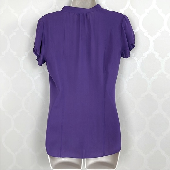 WHBM PURPLE SILK RUFFLE BLOUSE - Picture 2 of 4